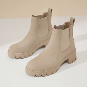 Botines Cortos de Mujer para Principios de Otoño 2024, Retro, a Media Pantorrilla, Tacón Bajo, Punta Cuadrada, Cuero Genuino, Hechos a Mano, Sencillos y Cómodos - Product Image 3