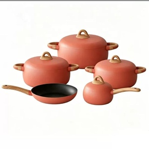 Ensemble de casseroles antiadhésives, commande minimum 1 ensemble, base à induction antiadhésive unique, ensemble de 9 casseroles avec couvercle en aluminium - Product Image 6