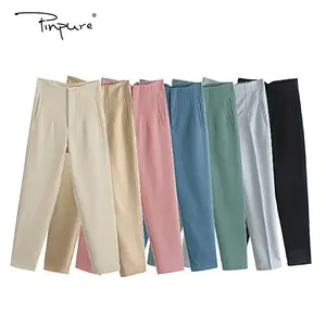 Pantalones de pierna recta informales y sueltos para mujer, ropa a la moda, color sólido, siete colores, 28 colores diferentes, R40123S