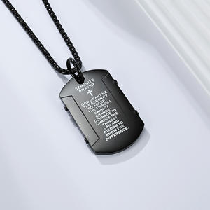 <b>Titanium</b> Steel Military Tag Necklace For Men Serenity Prayer Pendant Stainless Steel <b>Chain</b> Street Style Fashion Accessory - Product Image 3