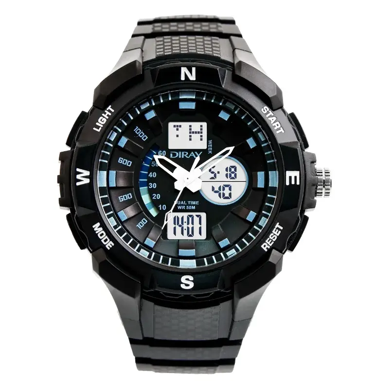 Diray Custom Watch Men's Sports Wrist Watches Quartz Dual-core Time Digital Watch