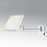 Cermin Rias LED Persegi Modern Bingkai Aluminium Krom Sakelar Sensor Sentuh Anti-Kabut Pencahayaan Depan Hangat Berperingkat IP44 untuk Penggunaan Hotel