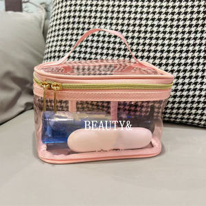 Sac de Jeu Personnalisé Grande Capacité Mahjong Pouch Cosmétique Sac rose Voyage Transparent clair Make up Toiletry Tile Mahjong Bag - Product Image 5
