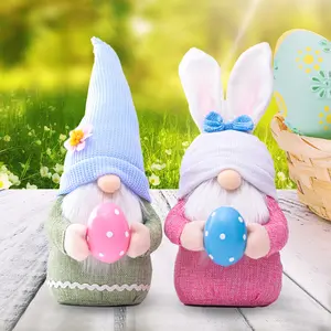 2024 Oster Hase gesichtslose Kaninchenpuppen mit Eiern plüsch gefüllte Tiere Zwerge Elf für Ostern-Tagesgeschenk Frühjahrsfeier-Dekoration