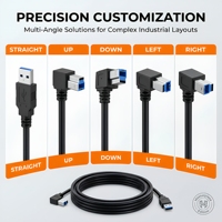 Kabel USB 3.0 LUNGKAY Custom, Tipe A Male ke Multi-angle B Print, 5Gbps 3A Pengisian Cepat, Konduktor Tembaga Berlapis Timah, Selubung PVC untuk Printer