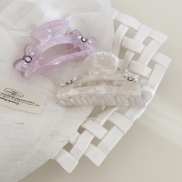 Bemay Nouvelle Pince à Cheveux Faite à la Main 9,5 cm Nœud Papillon Strass Violet Blanc Acétate pour Femme Quotidienne Douce Polyvalente Tresse Pince Requin