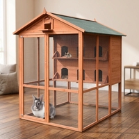 Cage à oiseaux en bois spacieuse pour l'extérieur avec une construction solide pour les pigeons, les perroquets, les petits animaux - Élevage et repos sécurisé