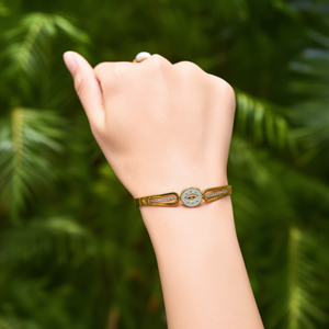 Bracelet de charme tendance en acier inoxydable 316L plaqué or PVD, motif œil porte-bonheur, ajustable - Product Image 3