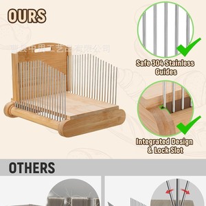 เครื่องตัดขนมปังไม้พร้อมรางนำทางสแตนเลส ปรับความหนาได้ สำหรับหั่นขนมปังปิ้ง อุปกรณ์ทำขนม - Product Image 3
