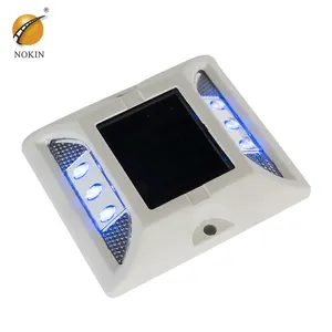 IP68 Waterproof White Aluminum Housing Raised Road Stud with Reflector Lens Smart Solar Powered LED Flashing Light Cat Eyes