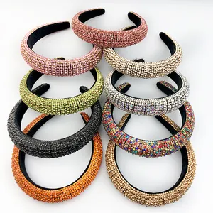 O Envio gratuito de Strass Headbands Europeia Mulheres Acolchoado Esponja Cabeça de Cristal Colorido Acessórios Para o Cabelo
