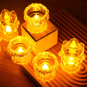 Décoration traditionnelle chinoise Lotus Bougie Lampe Bougies <span class=keywords><strong>LED</strong></span> sans flamme - Product Image 3