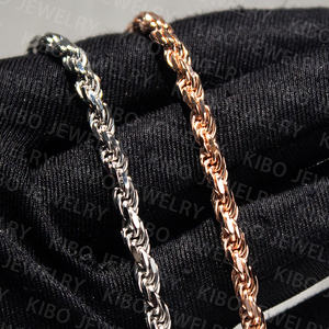 스털링 실버 3mm 4mm 5mm 다이아몬드 컷 로프 체인 925 실버 로즈 골드 로프 체인 목걸이 - Product Image 5