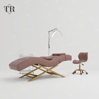 Turri Moderne De Luxe Spa Lit Canapé Table D'extension Courbé Velours Salon De Beauté Faux Cils Doublure En Métal Matériel