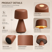 Lampe de table sans fil moderne pour hôtel, lampe de bureau portable à LED rechargeable, commande tactile, lumière chaude à intensité variable 3000K, mini lampe de table