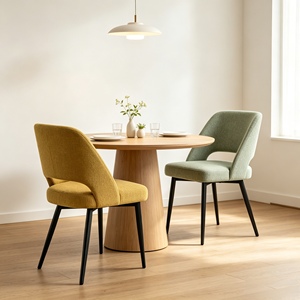 Chaise de salle à manger moderne rembourrée, assise en tissu, pieds en métal, pour la maison, le bureau ou le restaurant - Product Image 2