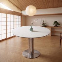 Ensemble de table à manger familiale de luxe moderne, table à manger ronde avec plateau en pierre frittée écologique