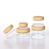 Clear Glass Jar with Bamboo Wood Lid, Cosmetic Packaging