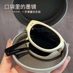 แว่นกันแดดทรงแคทอายสีขาวรุ่นใหม่ 19529 โพลาไรซ์ UV400 สำหรับผู้หญิง เลนส์ TAC พับได้ ป้องกันแสงแดด เหมาะสำหรับปั่นจักรยานและท่องเที่ยว - Product Image 3