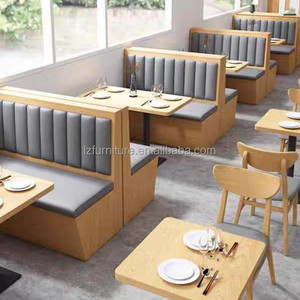 Curved Round Booth Benches Sofa Coffee Shop Wood Cafe Commercial <b>Restaurant</b> Furniture Table and Chair Booth Seating <b>Set</b> - Product Image 5
