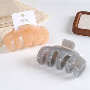 Fermagli per capelli a pinza da 10,5 cm in PC, lucidi, colori Morandi, piatti e curvi, per coda di cavallo, antiscivolo, per capelli spessi, confezione su cartoncino, pronti per la vendita al dettaglio - Product Image 3