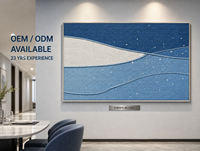 Art mural abstrait 3D en corde tressée, motif vague océanique bleue et blanche étoilée, encadré OEM, grande décoration pour hôtel, salle à manger, couloir, vente en gros personnalisée