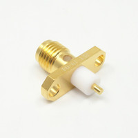 Conector Coaxial RF de Alto Rendimiento de 50 Ohmios, Chapado en Oro, SMA Hembra, con 2 Orificios para Montaje en Brida, para Satcom/Antena