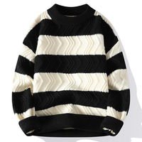 Pull tricoté personnalisé pour homme, col rond, en laine/acrylique, chaud, anti-boulochage, motif intarsia, idéal pour l'hiver