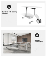 Table de bureau moderne pour la formation des étudiants, grande salle de conférence en métal avec revêtement électrique multi-personnes
