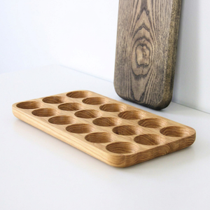 Oak Wood <b>Egg</b> Holder 18 Slots Rectangular Display Tray Boutique Hotel Breakfast OEM Vietnam - Product Image 1