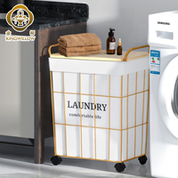 Chariot panier à linge pliable en tissu métallique de style rectangle moderne avec roues panier de triage pliable