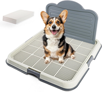 Grand bac de dressage pour chiot avec grille en maille et protection anti-éclaboussures, support pour tapis de propreté pour chien avec parois hautes, toilette intérieure pour chien