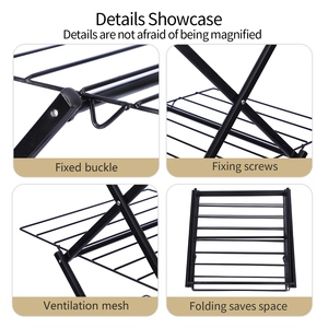 Séchoir à linge pliable en X, extensible, gain de place, 3 niveaux, en métal, autoportant - Product Image 2