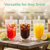 Pochette souple autoportante en PE/PET de qualité alimentaire 100 ml avec bec verseur et buse d'aspiration pour boissons énergisantes, imprimée en héliogravure