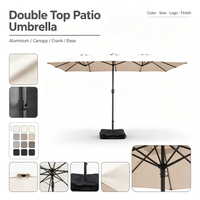 Parasol rectangulaire double toit surdimensionné pour jardin, plage et terrasse, imperméable