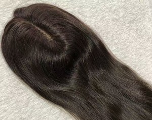 Extensiones de Cabello Europeo Virgen, Color Castaño Oscuro, Lisas, con Base de Monofilamento y Seda, Transpirables, para Mujeres Blancas - Product Image 6