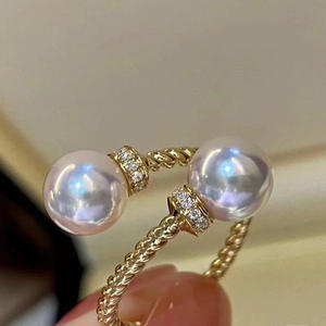 S925 Silver DIY Jewelry Stand with Double <b>Pearl</b> <b>Ring</b> 8-10mm Beads 10469-Accessory Stand for <b>Pearl</b> <b>Rings</b> - Product Image 2
