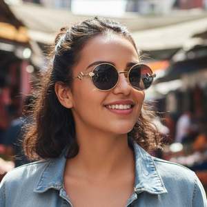 Gafas de Sol Redondas de Aleación con Patas de Serpiente Metálicas Retro de Moda 2025, Personalizadas con Logotipo, Protección UV400, Lentes Degradadas para Mujer - Product Image 3