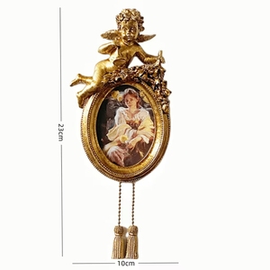 Marco de fotos de Ángel de resina Europea Retro con relieve dorado y diseño de amor de Feng Shui con borlas para la decoración de la pared del hogar - Product Image 6