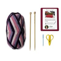 Kit complet pour la confection d'écharpes avec fil en mélange de laine couleur figues fraîches et aiguilles à tricoter, plus tutoriel vidéo en ligne pour débutants