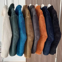 Veste Polaire Col Montant Personnalisée OEM de Haute Qualité, Décontractée et Chaude pour l'Hiver, Grande Taille avec Motif Ours en Peluche Brodé pour Homme