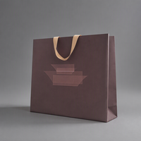 Sac de shopping en papier d'art imprimé avec logo personnalisé, emballage cadeau de luxe avec poignée en ruban doux
