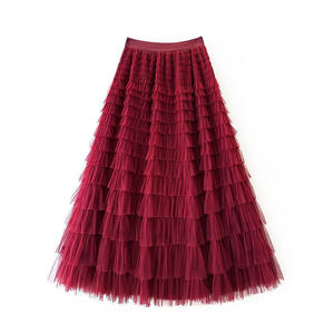 महिलाओं के लिए फैशनेबल विंटेज आधा स्कर्ट नरम रंग का रंग रूफ़ल केक ट्यूटू लुएबल फैशन पहनने के लिए प्राकृतिक - Product Image 4