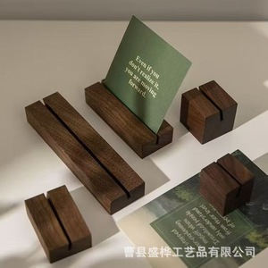Solid Wood Card Holder Desktop Note <b>Stand</b> Simple Business Card Display Decorative Photo Label Holder Single Layer <b>Tree</b> Material - Product Image 2