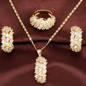 Hot Sale Ladies Fashion Dubai Wholesale Jewelry Sets 18K Gold Plated Cubin Zircon Necklace