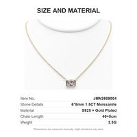 Collier pendentif rectangulaire en moissanite facettée plaqué or S925