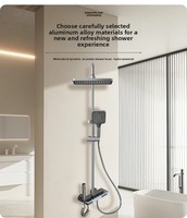 Ensemble de douche mural de luxe en alliage d'aluminium anodisé avec affichage numérique LED personnalisé OEM, barre coulissante à effet pluie haute pression en céramique