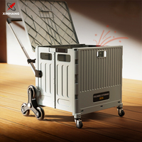 Chariot de courses pliable Xinhang, chariot pliable en plastique robuste, chariot de rangement amovible en plastique pour articles divers, pour l'extérieur