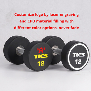 Tellus tập thể dục thương mại Deluxe CPU quả tạ 5-110lb thép không gỉ phòng tập thể dục chất lượng trọng lượng Đen Urethane Grip OEM PU quả tạ - Product Image 2