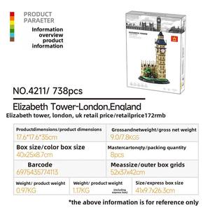 Wange Building <b>Blocks</b> Famous Building Model Small Particles Assembled ABS <b>Plastic</b> Educational Toy Elizabeth Tower London UK Age - Product Image 2
